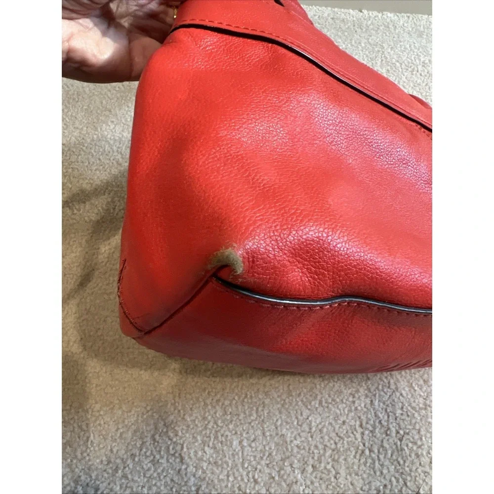 Kate Spade Elena‎ Villabella Orange Red Shoulder Bag Leather Handbag Bow Satchel